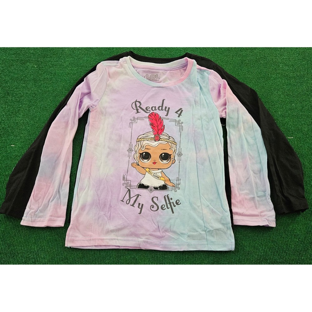 LOL Surprise Girls Tie Dye Long Sleeve T-Shirt & Black Graphic Tee‎ Set  M 7/8